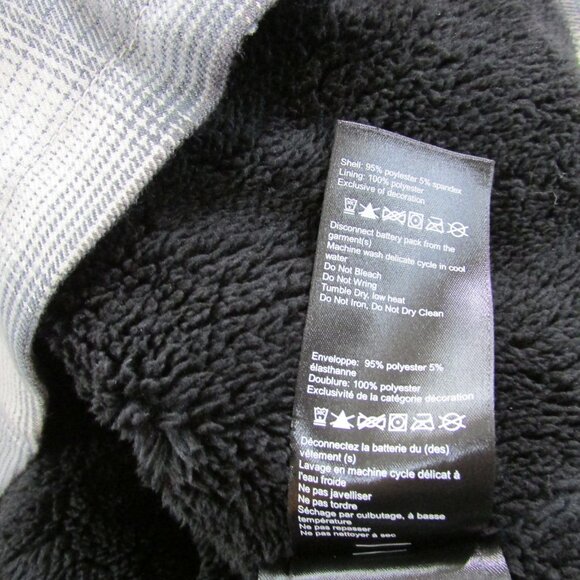 Mobile Warming Men's Flannel Heated Jacket Shacket Bluetooth Controlled Gray/Bla - Picture 4 of 5